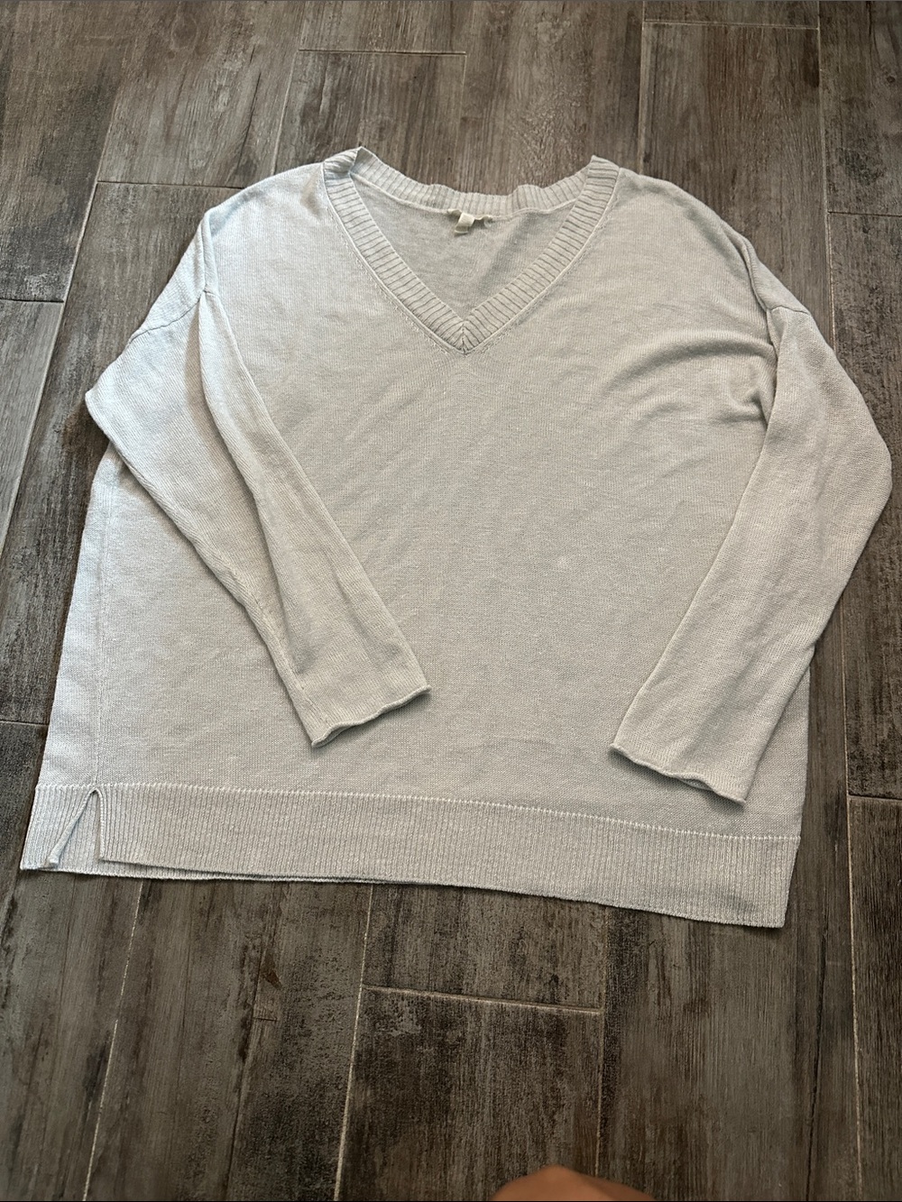 Eileen Fisher Textural Knit V-Neck Long Sleeve Top/Sweater size XLarge - Taupe